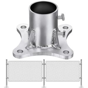 Zonon 1 Pcs 2 1/2 Inch Chain Link Fence Metal Post Base Parts (2-3/8 Od) Pipe Floor Flanges Galvanized Steel Round Posts, Outdoor
