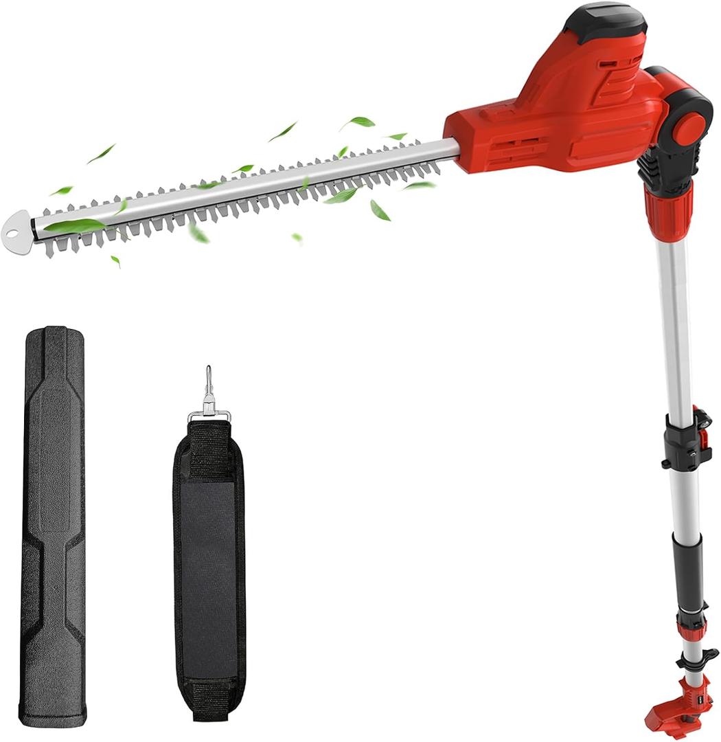 SHOHO Pole Hedge Trimmer Cordless Compatible with Milwaukee M18 Battery | 15.7 ft Max Trimming Height, 19 In Dual Action Steel Blade, Lightweight Long Reach Hedge Trimmer for Garden, Yard Pruning