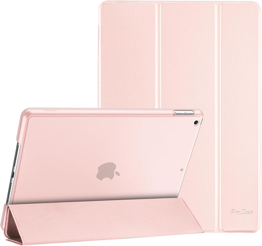 ProCase for iPad 9th/ 8th/ 7th Generation Case 10.2 Inch (2021/2020/2019 Release), 10.2 iPad Case 9th/ 8th/ 7th Gen Cover, Slim Smart Cover with Translucent Hard Shell Back -Lightpink