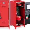 Vercraft 2 Pcs Mini Metal Locker Storage with Lock and 2 Keys 10.8 Inch Small Money Security and Cash Safe Box for Jewelry Back to School Home Office Desktop Container(Red)