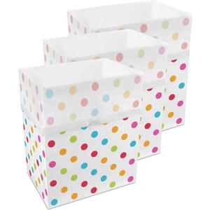 Clean Cubes 13 Gallon Disposable Pop-Up Trash Cans (3-Pack) with Fitted Bags  Foldable Garbage & Recycling Bins for Parties, Events & Kitchen (Polka Dot, 17" H x 13.5" W x 10" D)