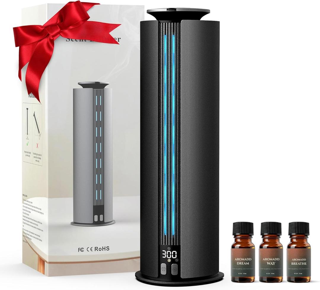 1800 Sq Ft Cordless Waterless Diffuser, 100ml Hotel Collection Diffuser Scent Air Machine for Home Cold Air Essential Oil Diffuser for Large Room Office Quiet (Black)