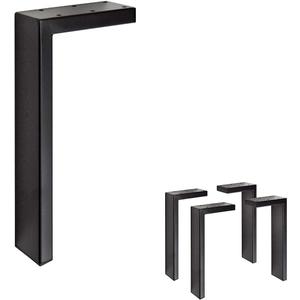 Set of 4 Rectangular Steel L-Style Sofa Legs  Heavy Duty Metal Furniture Legs for Tables, Benches, and DIY Projects  Modern Design, Easy Installation (11-3/4"H Black)