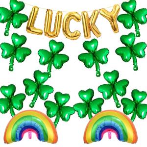 Demirora 19Pcs St Patricks Day Balloons St Patricks Day Decorations Lucky Shamrock Rainbow Balloons for Birthday Party Decorations (LUCKY Balloons)