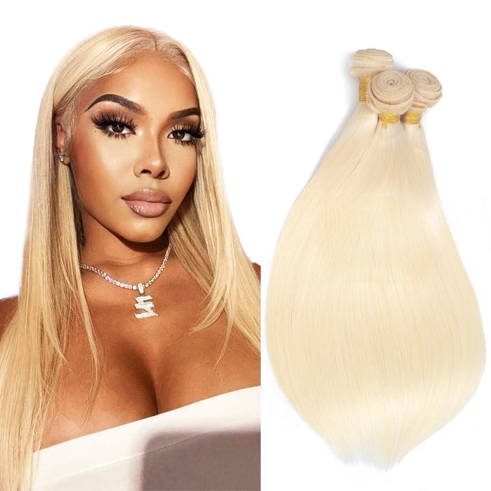Blonde Bundles Human Hair 613 Straight Bundles 12 14 16 inch 300g 10A Unprocessed Peruvian Virgin Hair 3 Bundle 613 Blonde Color