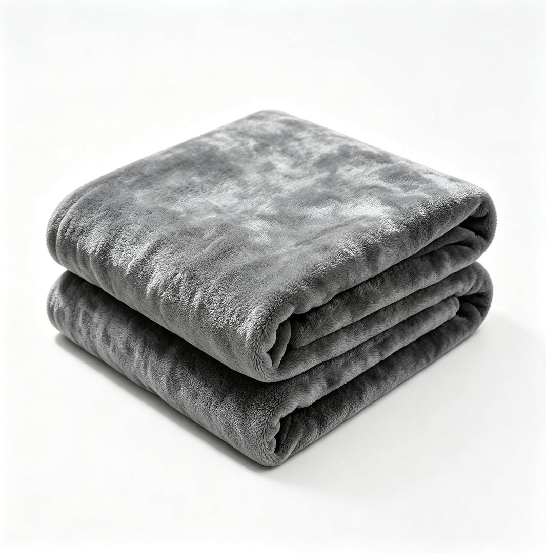 Fleece Blanket Cozy Warm Fall Bed Couch Outdoor Travel Gift (Grey, Twin)