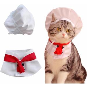 Pet Chef Hat Costume Set Pet Cooking Chef Cap Chef Dog Bandana Halloween Pet Costume Chef Hat for Cat