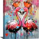 yerretin Flamingo Wall Art Banksy Graffiti Pictures Wall Decor Pink Canvas Painting Modern Home Decoration Artwork for Bathroom Bedroom Living Room Office Framed 12"x16"