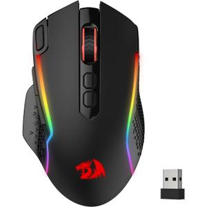 Redragon M810 Pro Wireless Gaming Mouse, 10000 DPI Wired/Wireless Gamer Mouse w/Rapid Fire Key, 8 Macro Buttons, 45-Hour Reliable Power Capacity and RGB Backlit for PC/Mac/Laptop (Black)