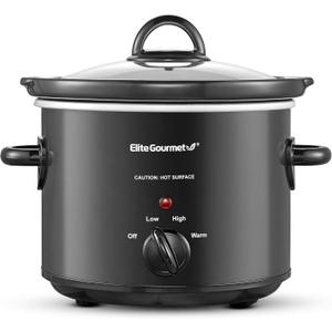 Elite Gourmet MST-350B Electric Slow Cooker, Adjustable Temp, Entrees, Sauces, Stews & Dips, Dishwasher Safe Glass Lid & Crock (3 Quart, Black)