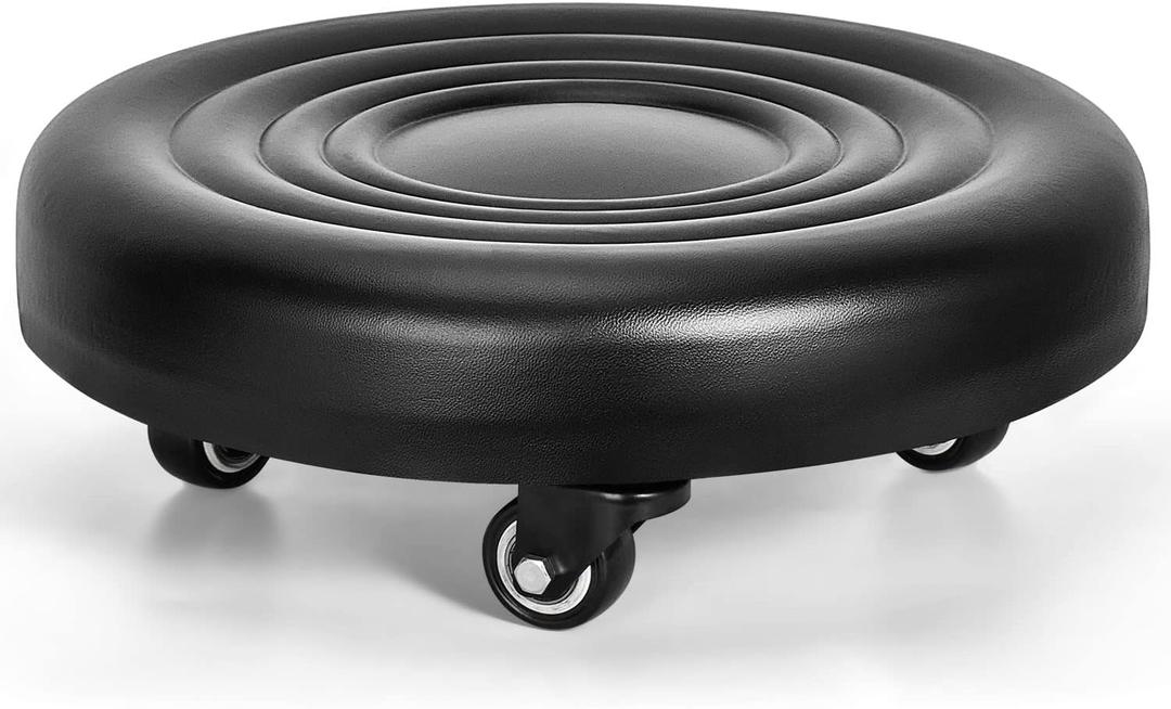 FLOLXNB Low Roller Seat Chair, Rolling Stool with 360Swivel Caster, PU Leather Rolling Chair Seats on Wheels, Movable Mini Stool for Home Office Garage Shop Fitness Sport