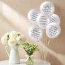 60 Pcs Memorial Balloons 12 Inch Latex Balloons with Ribbons for Memorial Day Funeral Decoration White