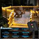 Solar Rope Lights, 20FT 60 LED Solar Fairy Lights with 8 Lighting Modes, IP65 Waterproof Strip Light Outdoor for Garden Yard Patio Deck Fence Tree Party Holiday Decoration, Warm White