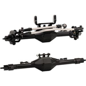 CNC Metal Front and Rear Straight Complete Axle for 1/10 Axial SCX10 II 90046 90047 RC Crawler Car New Upgrade Parts (Black)