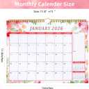 Wall Calendar 2026-2027 18 Month Calendar January 2026-2027 15" X 12" Hanging Large Monthly Planner Ruled Blocks for Home School Office Organizing Thick Paper Holidays To-do List Notes