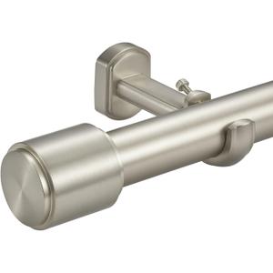 Heavy Duty Curtain Rods, 1 1/8 Inch Diameter Curtain Rod for Window 36-72Inch(3-6ft), Telescoping Large Single Drapery Rod with Modern Cap Finials and Adjustable Brackets, Brushed Nickel
