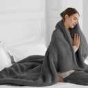 Heated Throw Blanket, Electric Blanket Throw with 5 Heating Levels & 4 Hours Auto Off, Double Sided Super Soft Sherpa Fast Heating Blanket with ETL Certified for Bedding, 50"x60", Dark Gray