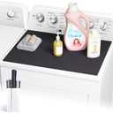 CSKY 1PC Washer and Dryer Covers for the Top, 25.5''17.5'' Fabric Laundry Countertop Mat, Anti-Crease Rolled Packaging, Non-Slip Rubber Base, Washer Dryer Topper for Top Load Machine (Black)