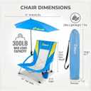 2 Packs Beach Chair with Detachable 360° UPF50+ Umbrella, Twin Pack
