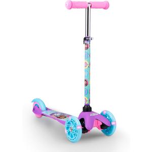 Self Balancing Kick Scooter with Light Up Wheels, Extra Wide Deck, 3 Wheel Platform, Foot Activated Brake, 75 lbs Limit, Kids & Toddlers Girls or Boys, for Ages 3 and Up