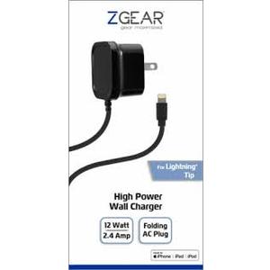 ZGEAR Lightning Fast Charge Wall Charger 12 Watt 2.4 Amp Folding AC Plug