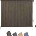 KELIXU Patio Shades Roll Up Outdoor Blind, 10' W x 8' H Cordless Sun Shade Privacy Screen with 90% UV Protection Exterior Roller Shade Cloth for Porch Pergola Backyard Windows Balcony, Mocha