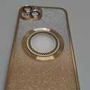 Misscase for iPhone 14 Plus Magnetic Glitter Case Compatible with MagSafe,Full Protection Slim Shockproof Anti-Scratch Case with Camera Lens Protector Logo View Dust-Proof Net for Women Gold