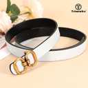 TRIWORKS Reversible Leather Belt for Women with Gold Buckle Ladies Leather Belt for Jeans Pants (Black)