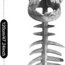 Realistic Dinosaur Skeleton Plush Costume for Kids Adult, Dino Bones Jumpsuit with Hood, Halloween Party Family Outfit Gray-47.2in (L)