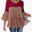 Bebonnie Womens Dressy Sparkly Peplum Tops 3/4 Sleeve Ruffles Elegant Evening Flowy Blouses(M)