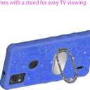 2 x Generic for Cricket Icon 5 Case Compatible with AT&T ATT Motivate 4 Leather Phone Case Cover [with Tempered Glass Screen Protector] [360 Degree rotationRing Support] SF-L, CSK-blue