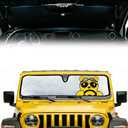 Windshield Sun Shade for Jeep Wrangler TJ LJ JK JL JLU & Gladiator JT, Reflective Front Window Sun Visor Blocks UV Foldable Sunshade, Gladiator Wrangler Rubicon Sahara Accessories(Funny Bear)