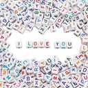 10MM 400PCS Colorful Letter Beads with Holes Acrylic Cube Assorted Alphabet Colorful Opaque Square Loose Spacer Bead Bulk for Jewelry Making Bracelet Necklace Earrings DIY Crafts Supplies