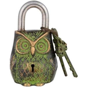 Brass Padlock - Lock with Keys - Working Functional - Brass Made - Type : (OWL - Vintage Finish)