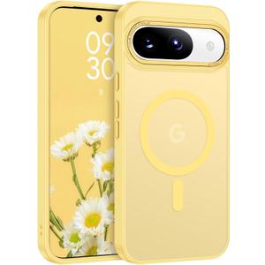 BENTOBEN for Google Pixel 9 Case [Compatible with Magsafe] Translucent Matte Magnetic Pixel 9 Case Slim Thin Shockproof Women Men Girls Boys Protective Phone Cases for Google Pixel 9 6.3", Yellow
