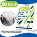 Aheroi Acrylic Sign Holder 8.5 x 11, 30Pcs Plastic Sign Holder 8.5 x 11 Standing, Clear Paper Holders Acrylic Paper Document Holders, Plastic Stands Flyer Display,Office School Table Supplies