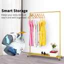 Rolling Gold Clothing Racks on Wheels, Retail Display Industrial Pipe Clothing Racks for Hanging Garment Racks for Boutiques, Home