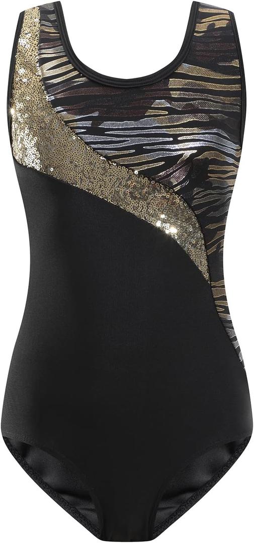 Viriber Gymnastics Leotards For Girls Gymnastics Girls' Activewear Dresses Dance Ballet Suit (15-16 Years), Black 