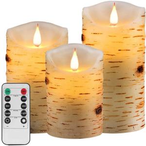 Flameless Battery Operated LED Candles 3D Wick with10key Button Remote Control 24-Hour Timer Set of 3 Electric Flickering Pillar Real WaxWedding, Party, Christmas and Home Decoration