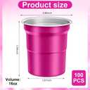 Valentine's Day 100 Pack 16 oz Aluminum Cups Bulk, Metal Recyclable Aluminum Drinking Cups for Party Sturdy Reusable Coffee Cup Disposable Cold Drink Beer Cup for Family Gathering Festival (EXP 12/10/36)