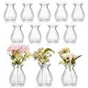 12 Pieces Glass Bud Vases for Centerpieces Bulk 3.5 Inch Mini Flower Bouquets Vases Small Cute Crystal Ribbed Glass Bud in Bulk for Wedding Baby Bridal Shower Table Party Home Decor 