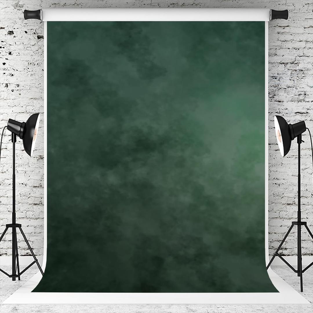Kate 6.510ft Green Backdrop Abstract Muslin Dark Green Background Gradient Portrait Backdrop for Photographer Headshot Microfiber Photo Studio Props