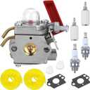 UT33600A Carburetor Tune Up KIts Fits for Homelite UT20760 UT33650A UT33650 UT20006 UT33600 UT32601A UT32605 UT32651 UT32651A 26cc String Trimmer Parts, for Ryobi 308054077 308054043 Weed Eater