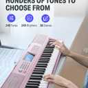 Donner 61 Key Keyboard Piano, Electric Piano Keyboard Kit with 249 Voices, 249 Rhythms - Includes Piano Stand, Stool, Microphone, Gift for Beginners, Pink (DEK-610S), Full