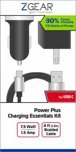 ZGear Power Plus Charging Essentials, 3 Pc Kit 7.5Watt 4Ft, White