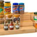 Spice Rack Kitchen Cabinet Organizer- 3 Tier Bamboo Expandable Display Shelf Yellow