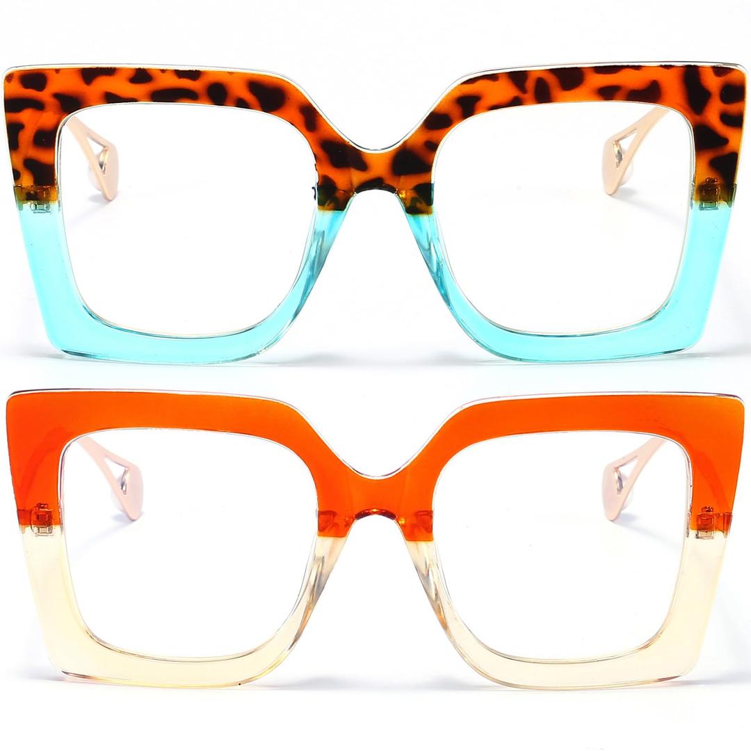 AIEYEZO Oversized Blue Light Glasses for Women, Anti Fatigue Prevent Headache Computer Eyeglasses