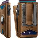 Airtag Wallet for Men Money Clip 9-Card Pop-Up Credit Card Holder with ID Window RFID Blocking Metal Case Magnetic Closure Front Pocket Wallet Gift Box | with Money Clip, Gift Boxed, Slim, RFID Blocking, Pop-up Card Case, Flip (Tiger Eye045)