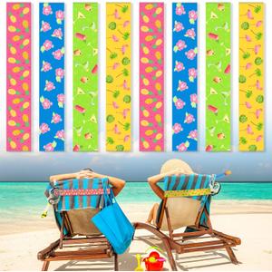 Boao 8 Pack Towel Bands for Beach Chair, Pool & Cruise Essentials, Elastic and Windproof, Towel Chair Clips Lounge Strap Holder, Cruise Ship Accessories (Lovely Style)
