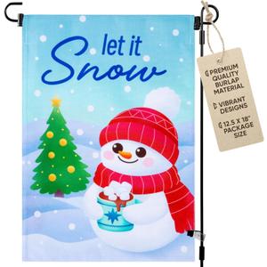2 x Winter Garden Flag 12.5 x 18 Inch  Double-Sided Snowman Garden Flag, Weather & UV-Resistant Yard Flags for Outside, Perfect for Garden & Lawn Decoration